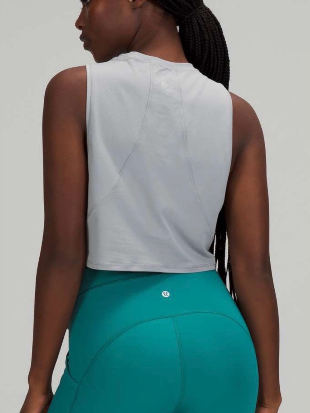 lululemon athletica Light Gray Cropped Active Tank